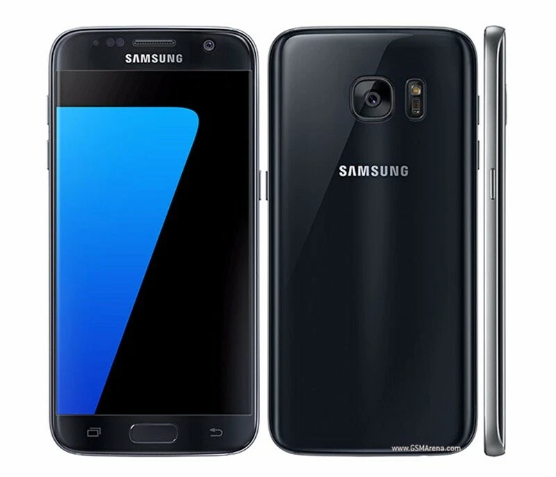 Samsung reacondicionado Galaxy S7 en color negro visto desde su parte trasera con lente de camara unica