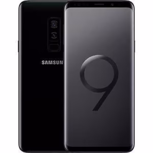 Samsung reacondicionado Galaxy S9 Plus en color negro visto desde su parte trasera con doble camara