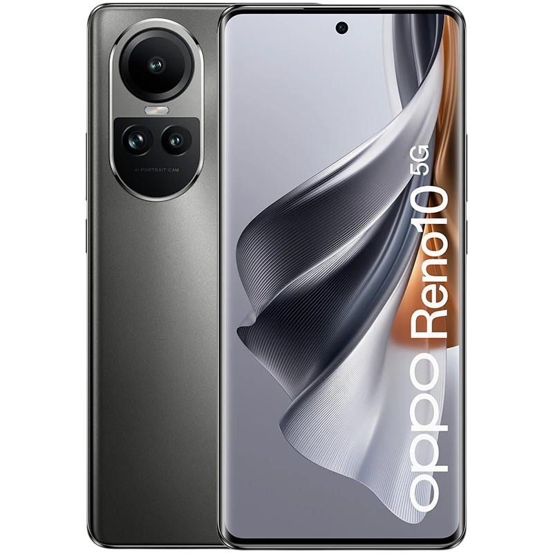 Oppo Reno10 5G plata reacondicionado vista frontal