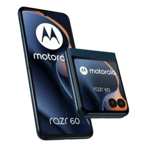 : Motorola Razr 60 5G azul reacondicionado frontal abierto