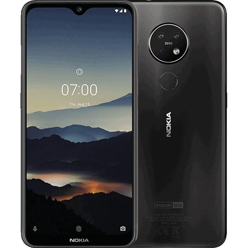 Nokia 7.2 gris reacondicionado vista frontal